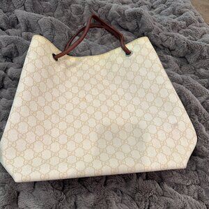 Authentic Vintage Gucci Tote Bag Purse GG Off-White